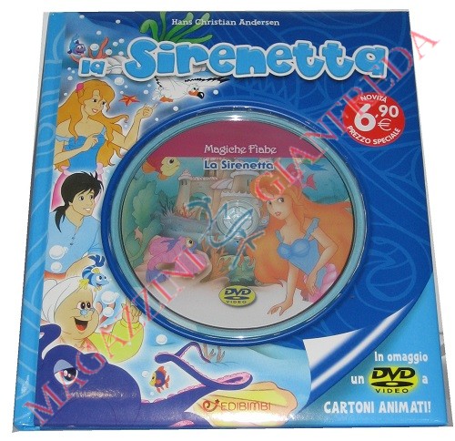 LIBRO FIABA SIRENETTA CON DVD CARTONE ANIMATO.